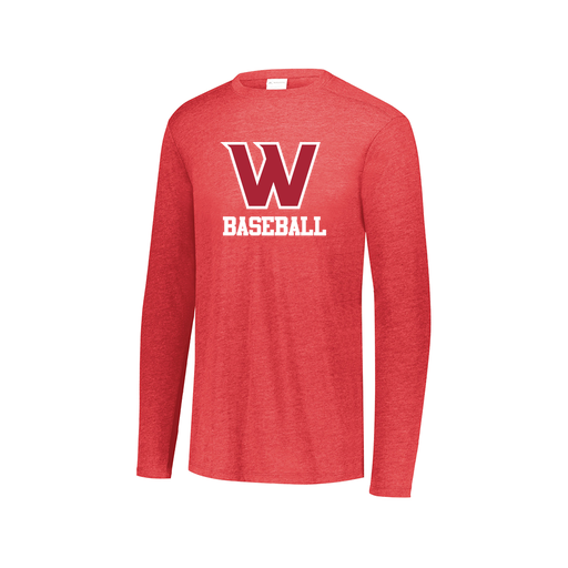 [FTLCUBRD-AXS-LOGO1] Decker Men's Tri-Blend T-Shirt - Long Sleeve (Adult XS, Red)