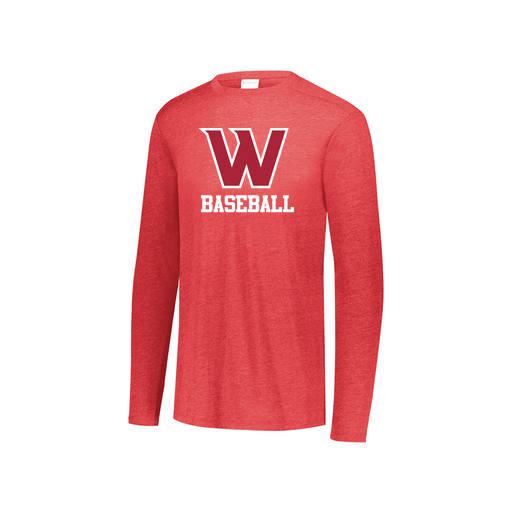 [FTLCUBRD-YS-LOGO1] Decker Youth Tri-Blend T-Shirt - Long Sleeve (Youth S, Red)